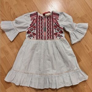 Egg by Susan Lazar striped dress with red embroidery size 6 new without tags